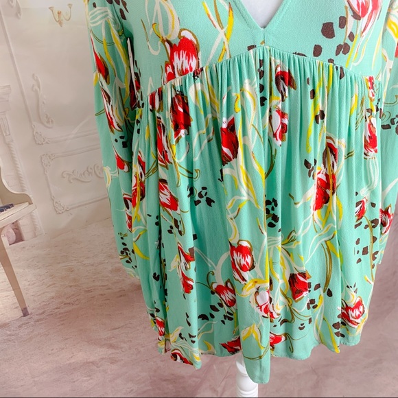 Free People Bella Printed Floral Tunic in Turquoise - Picture 5 of 12